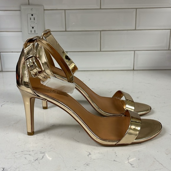 J. Crew Gold Metallic High-Heel Sandals, Ankle Straps, Size 9 1/2” New - Picture 4 of 16